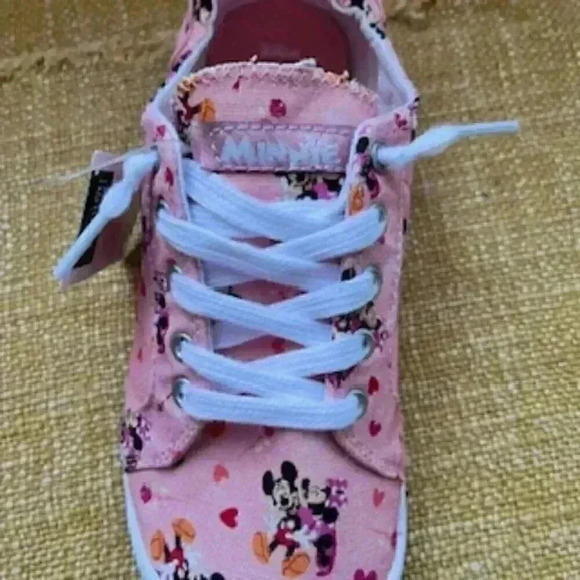 NEW Disney Minnie Mouse Pink Sneakers Slip On Shoes Girls Sz 2 NWT - Picture 9 of 11